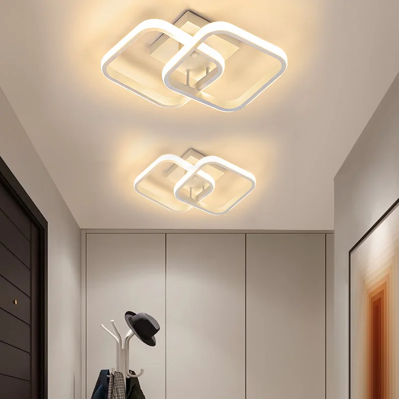 Square Ceiling Light Small Modern 2 Rings Led Surface Lighting Fixture Aisle - £11.01 GBP+