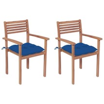  Patio Chair Set of 2 Blue cushions, teak wood color - $5,318.46 MXN