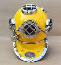 Antique Vintage yellow Finish diving helmet full size 18&#39;&#39; marine - £576.66 GBP