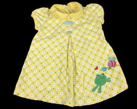 Child of Mine Carter&#39;s Bee Nice Newborn Girl Dress 24M Frog Flowers Yellow - £13.21 GBP