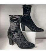 Impo Tashly Too Stretch Crushed Velvet Sock Boots Block Heel black Women... - $33.01 CAD