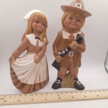 Vintage 1979s Pair of Hand Painted Pilgrim Figurines - $19.80