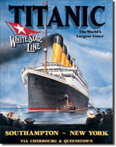 Titanic White Star Maiden Voyage Poster Tin Sign Reproduction, NEW UNUSED - $5.94