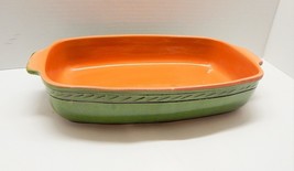 Williams Sonoma Glazed Terracotta Handled Baker Casserole Green Italy 12... - £58.91 GBP