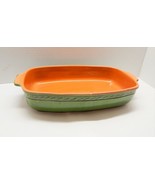 Williams Sonoma Glazed Terracotta Handled Baker Casserole Green Italy 12... - $74.99