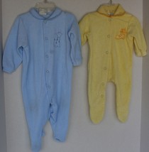 VINTAGE 1970s Set of 2 CARTER’s Sleeper Pajamas Yellow-Small, Blue-Medium - £9.45 GBP