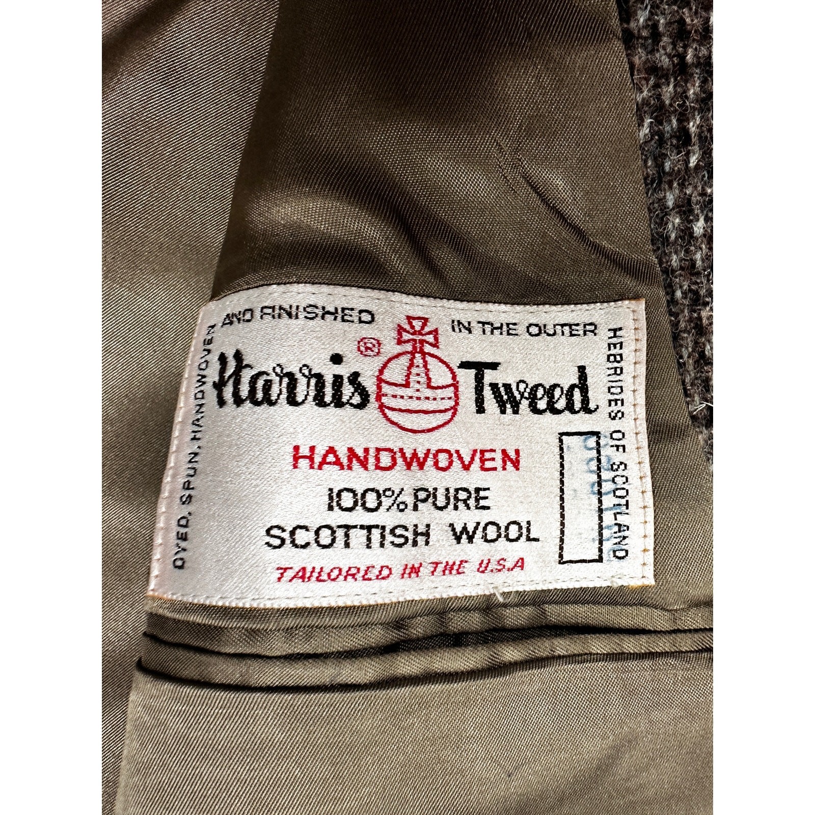 VTG Midcentury Harris Tweed Brown Wool Sport Jacket Cricketeer Sz 42 Scotland Item image 7