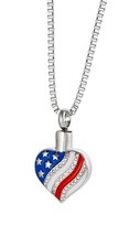 American Flag Heart Pendant/Necklace Funeral Cremation Urn for Ashes - £56.12 GBP