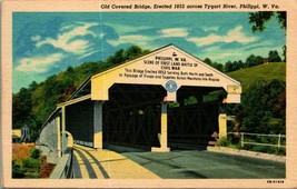 Old Covered Bridge Tygart River Philippi West Virginia WV UNP Linen Postcard O13 - £3.07 GBP