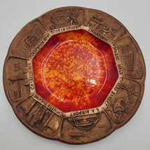 Vintage Treasure Craft USA Souvenir Trinket Plate Candy Dish Red Orange Pottery - £19.77 GBP