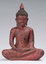 Ancien le Khmer Style Bois Assis Statue de Bouddha Dhyana Méditation Mud... - £390.53 GBP