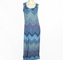 NWT Chicos Blue Dawn Maxi Dress Purple Chevron Long Size 1 Medium TALL 56&quot; - $44.50