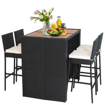 5 Pieces Patio Acacia Wood Dining Set - Color: Black - $563.96 CAD
