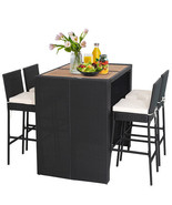 5 Pieces Patio Acacia Wood Dining Set - Color: Black - $563.96 CAD