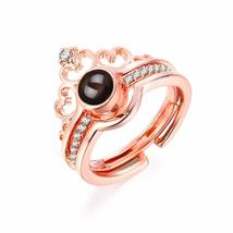 Wedding Zircon Elk Opening Myth Rose I Love You Projection Ring Couple Rings 100 - £7.16 GBP