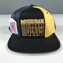 Vintage University of Michigan Snapback Hat Spellout Blue Black Maize Wolverines - £29.44 GBP