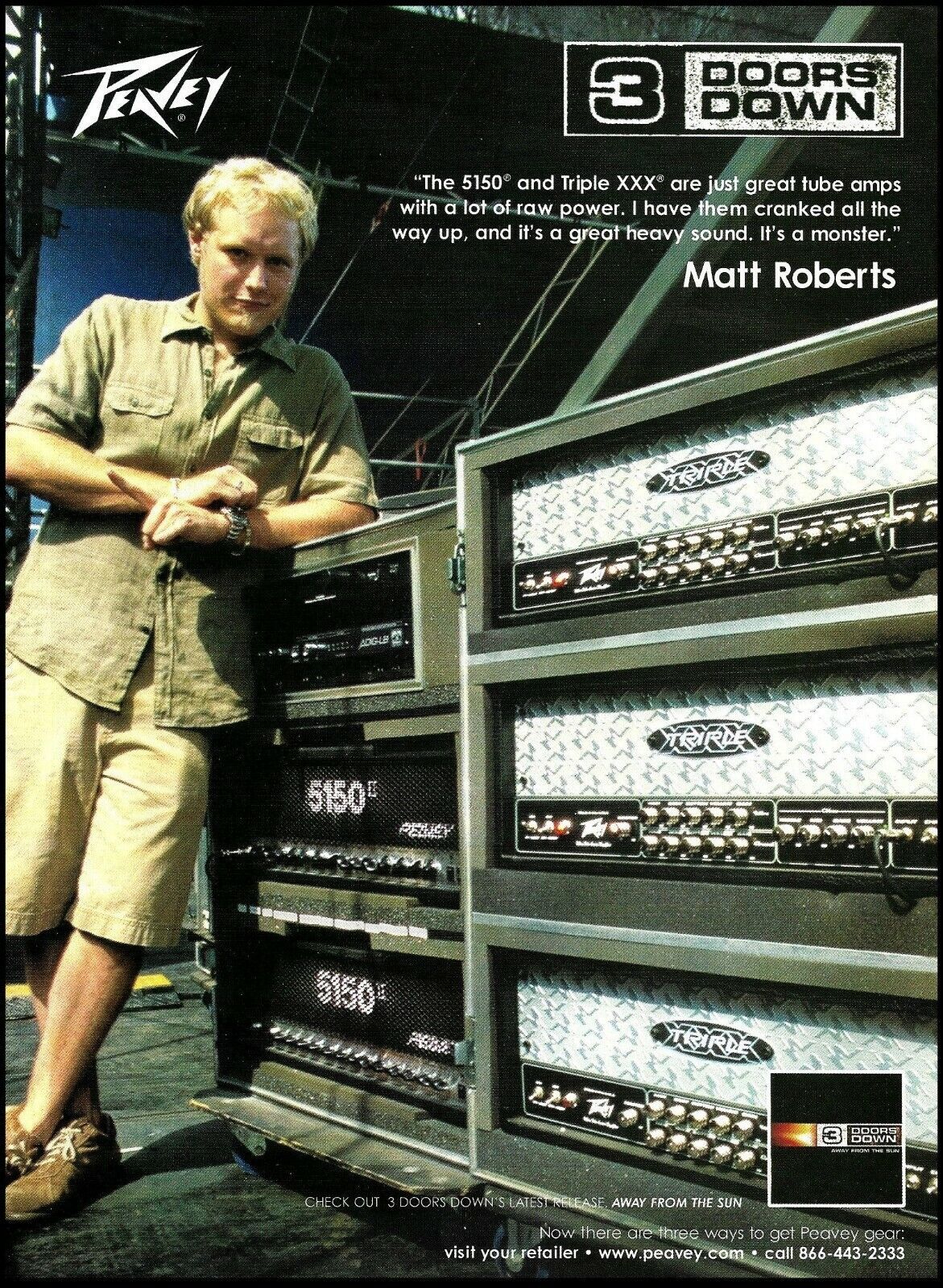 Matt Roberts 3 Doors Down 2002 Peavey 5150 & Triple XXX guitar amps ad print - $4.23