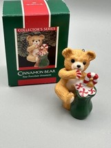 Ornament Hallmark Keepsake Cinnamon Bear #7 Porcelain Candy Canes QX4615 1989 - £5.39 GBP