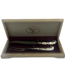 CHASE Carving Set Knife Fork Silver Overlay Pistol Grip Sheffield England Boxed - £18.66 GBP