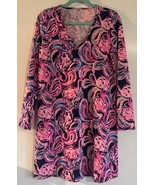 LILLY PULITZER Daphne T shirt Dress Inky Flamingo Women&#39;s Pink Blue Size... - $40.98