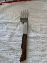 Vintage Advertising Serving Meat Carving Fork Wood Handle Assymetrical 12” - $263.84 MXN