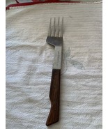 Vintage Advertising Serving Meat Carving Fork Wood Handle Assymetrical 12” - $261.90 MXN