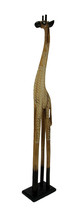 Scratch &amp; Dent 40 Inch Tall Hand Carved Standing Wooden Giraffe Statue - £31.25 GBP