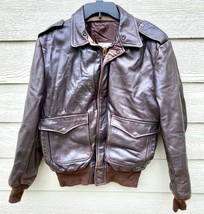 Vtg Brooks Club Elite Brown Leather Bomber Mens Jacket - Size 40 (Made In Usa) - £68.59 GBP