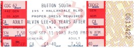 Alvin Lee Ten Years After Concert Ticket Stub September 11 1983 Hallandale FL - £19.12 GBP