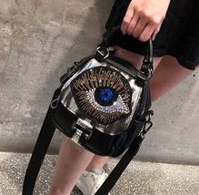 Shiny Rhinestone Big Eye Handbag Women High Quality Pu Leather s Shoulder Bag Fe - £74.74 GBP