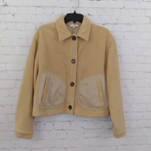 Entro Jacket Womens Medium Tan Pockets Fleece Collared Button Up Boho - $24.99