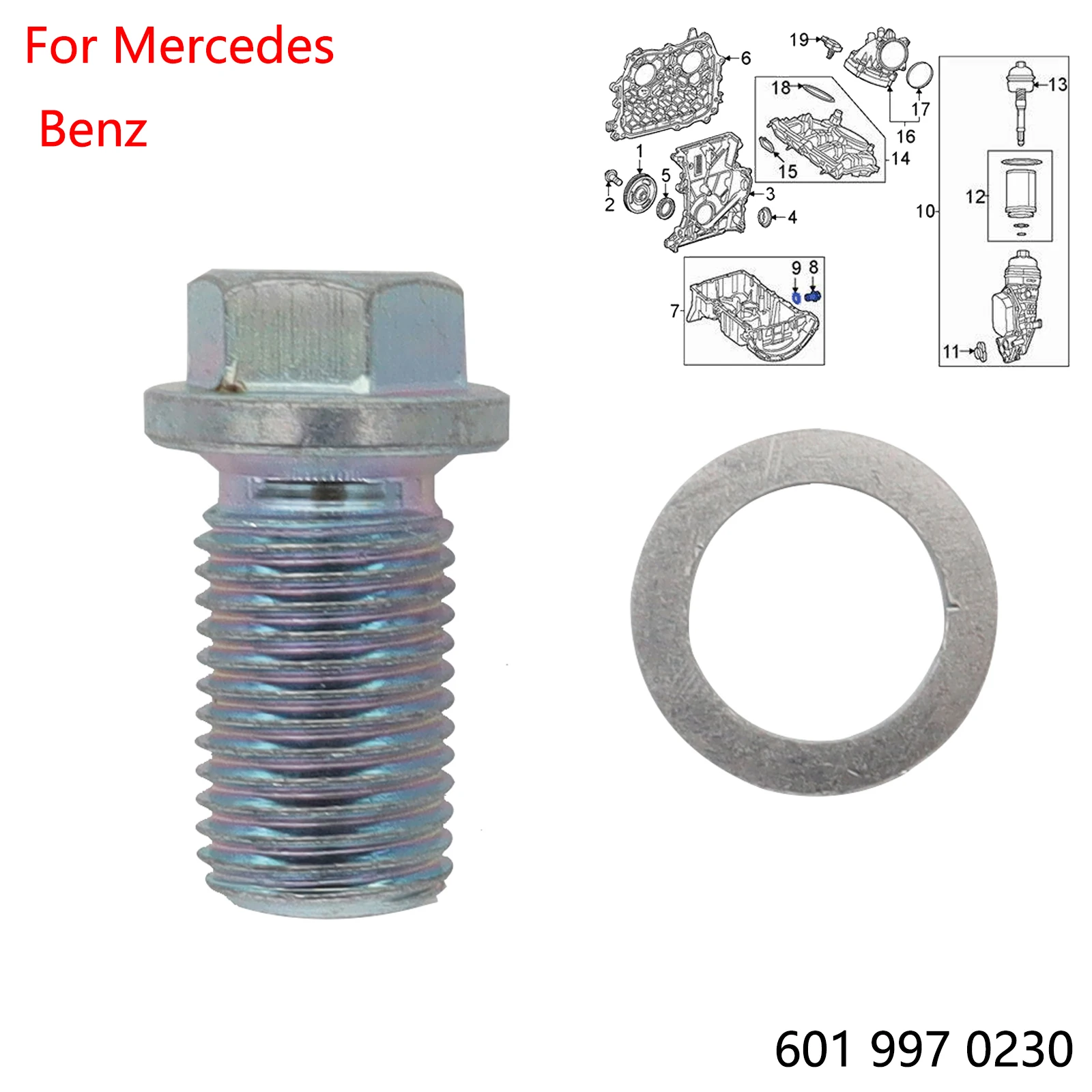 Engine Oil Drain Sump Plug Screw For Mercedes Benz A168 W124 C202 C203 SPRINTE - £11.05 GBP