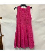 Charter Club Women M Preppy Pink Lace V Neck Sleeveless Fit Flare Dress ... - $52.44 CAD