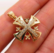 2.00Ct Rund Schliff D / VVS1 Diamant Kreuz Anhänger Halskette IN 14K Gelbgold - £43.64 GBP