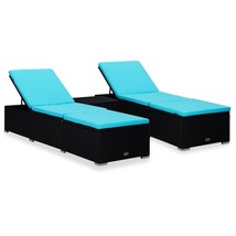 vidaXL Black Rattan Sun Lounger Set - 2-Piece PE Multi-Position Adjustable - $628.99