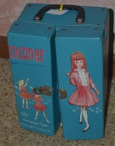 Barbie Skipper Little Sister 1964 Double Doll Carrying Case Blue Trunk  Empty - £44.13 GBP