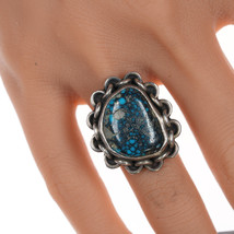 sz6.25 Vintage Navajo spiderweb turquoise silver ring - £233.51 GBP