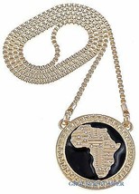 Africa Map Necklace New Pendant with Rhinestones 30 Inch Box Link - $27.59