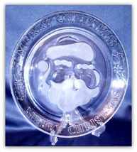 Anchor Hocking Santa Platter 12in Clear  Frosted Glass   - $17.99
