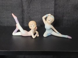 Beautiful Ballerina Figurines Bisque Porcelain Homco#1406 Pink and Blue - £19.97 GBP