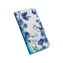 Anymob Samsung Case Blue Flower With Butterfly Cartoon Flip Leather Wallet Phone - £23.09 GBP