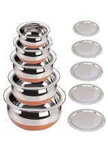 casserole dish with lid set of 5 Stainless Steel Copper Bottom Cooking S... - £61.35 GBP