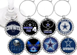 dallas cowboys Football decor party theme wine charms markers 8 party fa... - $11.43