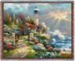 72x54 LIGHTHOUSE Ocean Floral Tapestry Throw Blanket - £50.53 GBP