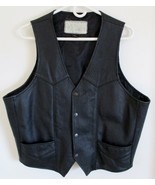 Vintage Ayumi Black Leather Vest Size XL with Snap Closure - $1,881.67 MXN