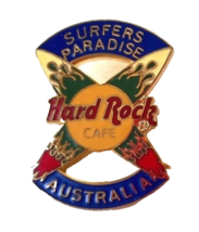 SURFERS PARADISE AUSTRALIA Surfboard Flame Hard Rock Cafe HRC PIN RARE - £16.02 GBP