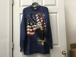The Mountain shirt 100% cotton Navy Patriotic flag Eagle M XL 2x long sl... - $223.24 MXN