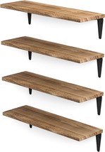 Wall Shelf Set Of 4, 17&quot;X6&quot; Burned Finish By Wallniture Arras, Floating ... - $596.34 MXN