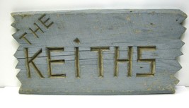 Large Carved Wooden Sign Vintage Family Name The Keiths Painted Blue Han... - $14.92