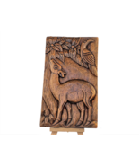 Mid Century Hand Carved Wood Wall Art – MCM Deer &amp; Bird Nature Scene Han... - $109.80 CAD